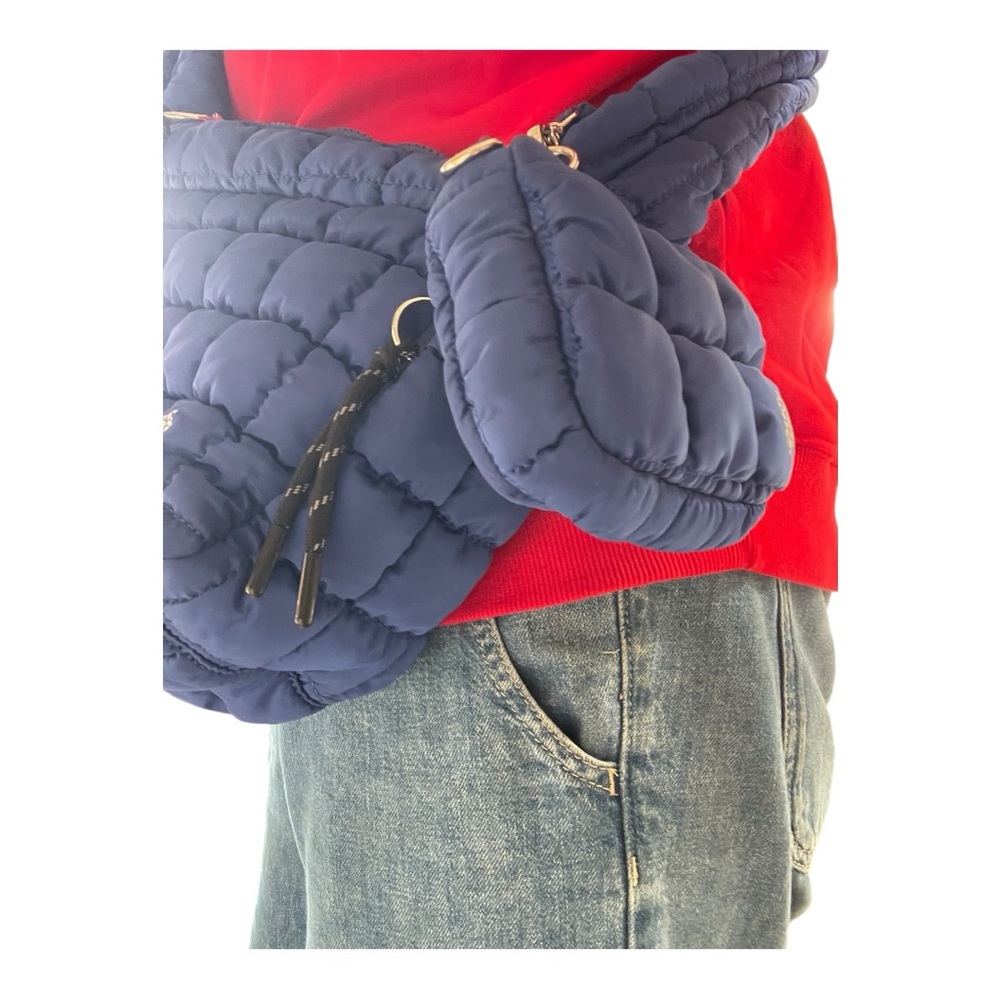 FP Movement Two Pieces Blue Quilted Crossbody/Shoulder Bag and matching Mini Bag - Picture 2 of 13